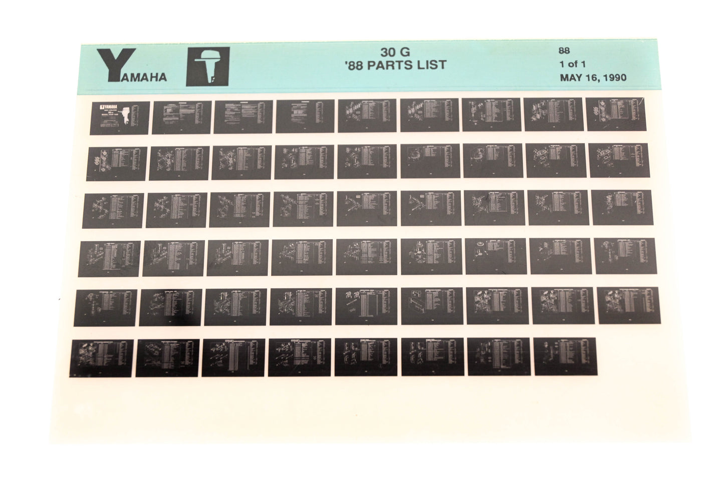 OEM Yamaha LB018-27 1988 30G Parts List Microfiche