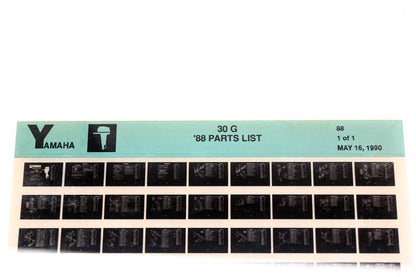 OEM Yamaha LB018-27 1988 30G Parts List Microfiche