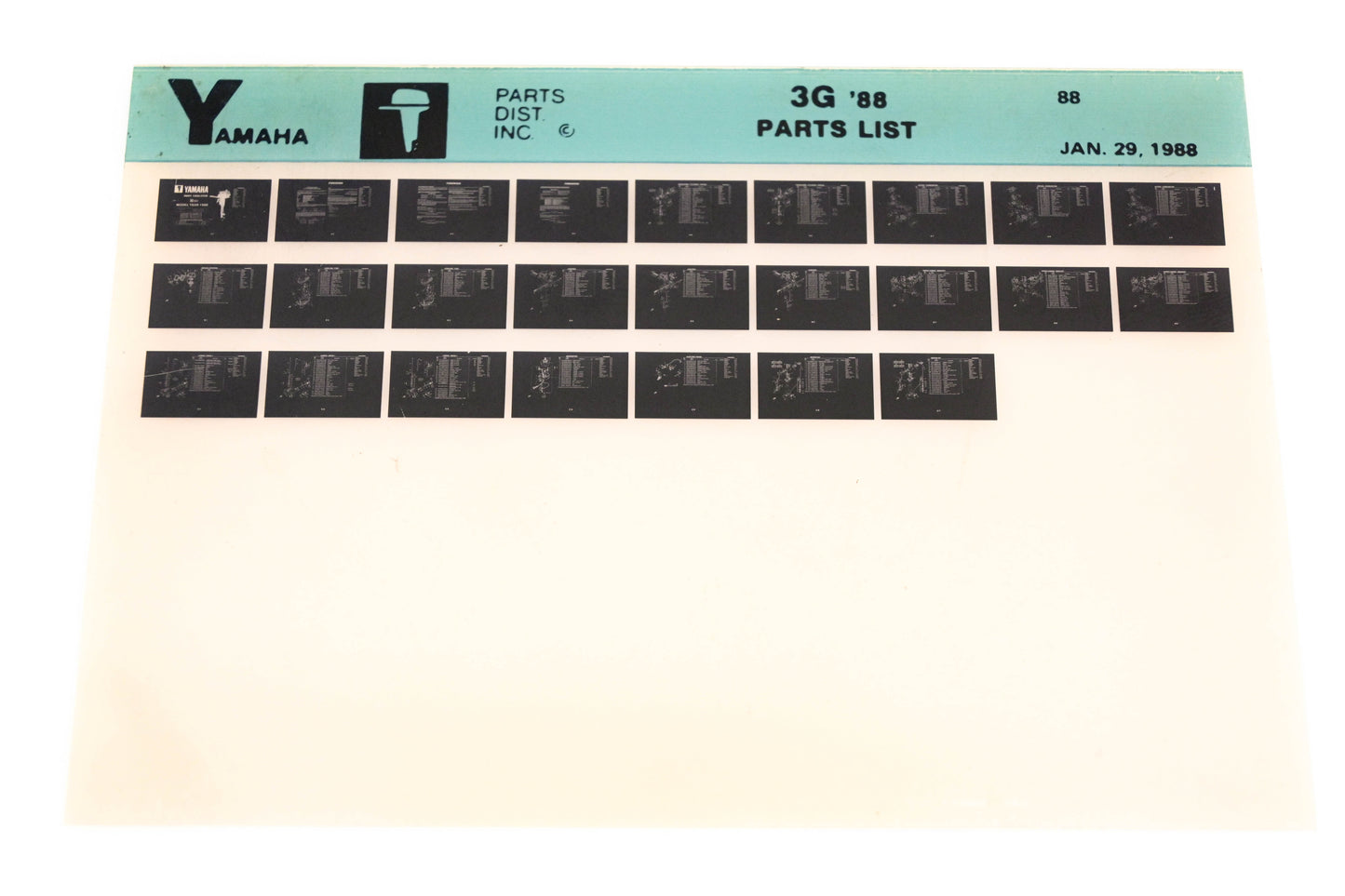OEM Yamaha LB018-36 1988 3G Parts List Microfiche