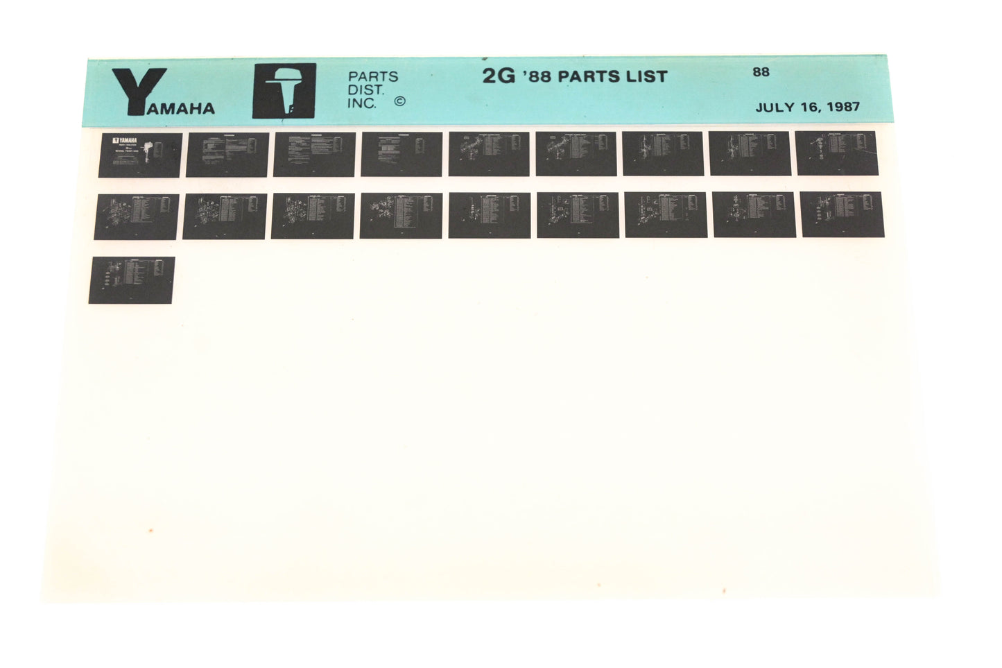OEM Yamaha LB018-40 1988 2G Parts List Microfiche