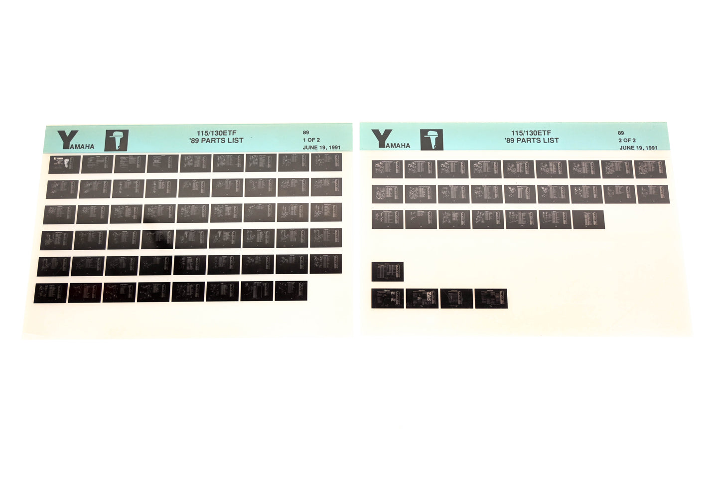 OEM Yamaha LB018-45 1989 115/130ETF Parts List Microfiche Lot