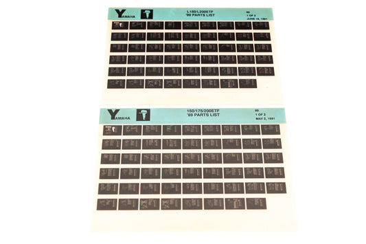 OEM Yamaha LB018-47 1989 L150/L200ETF Parts List Microfiche Lot