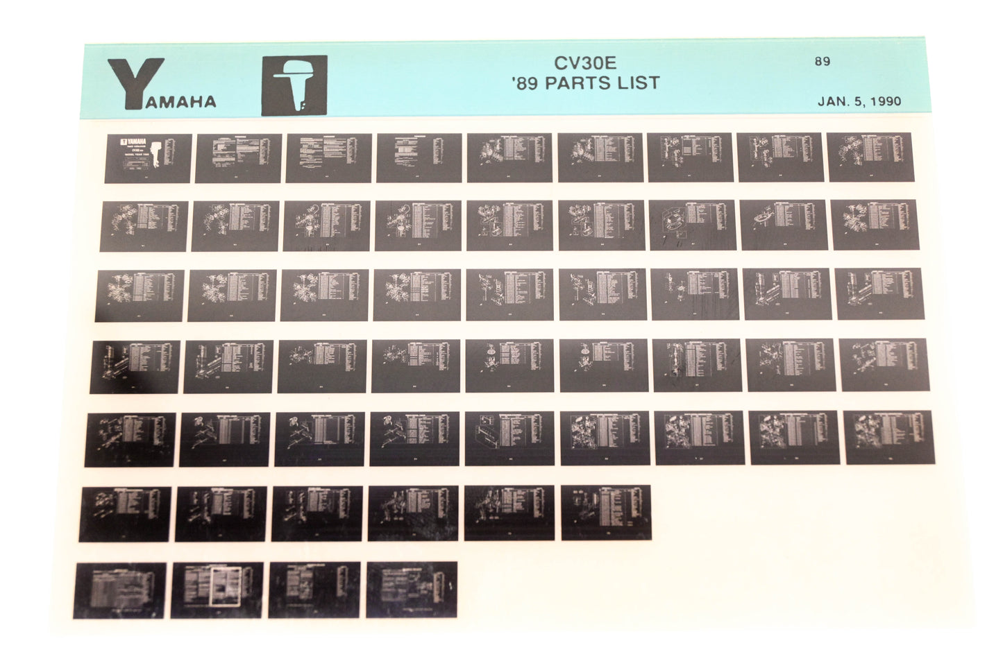 OEM Yamaha LB018-53 1989 CV30E Parts List Microfiche