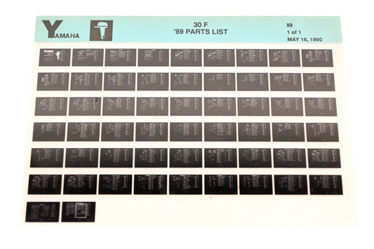 OEM Yamaha LB018-54 1989 30F Parts List Microfiche