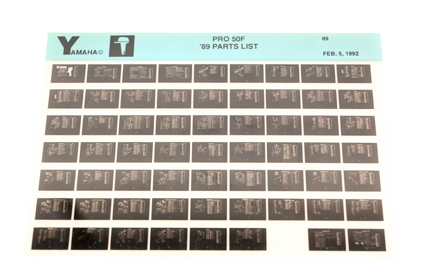 OEM Yamaha LB018-56 1989 PRO 50F Parts List Microfiche