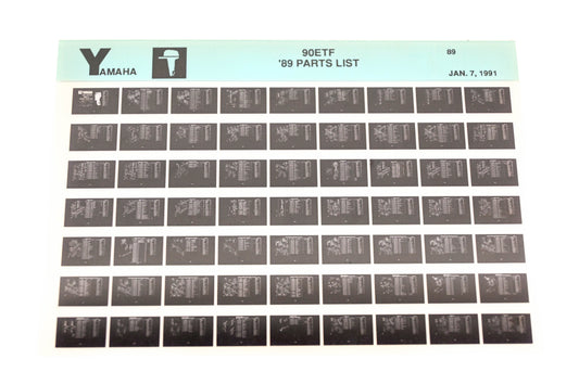 OEM Yamaha LB018-59 1989 90ETF Parts List Microfiche