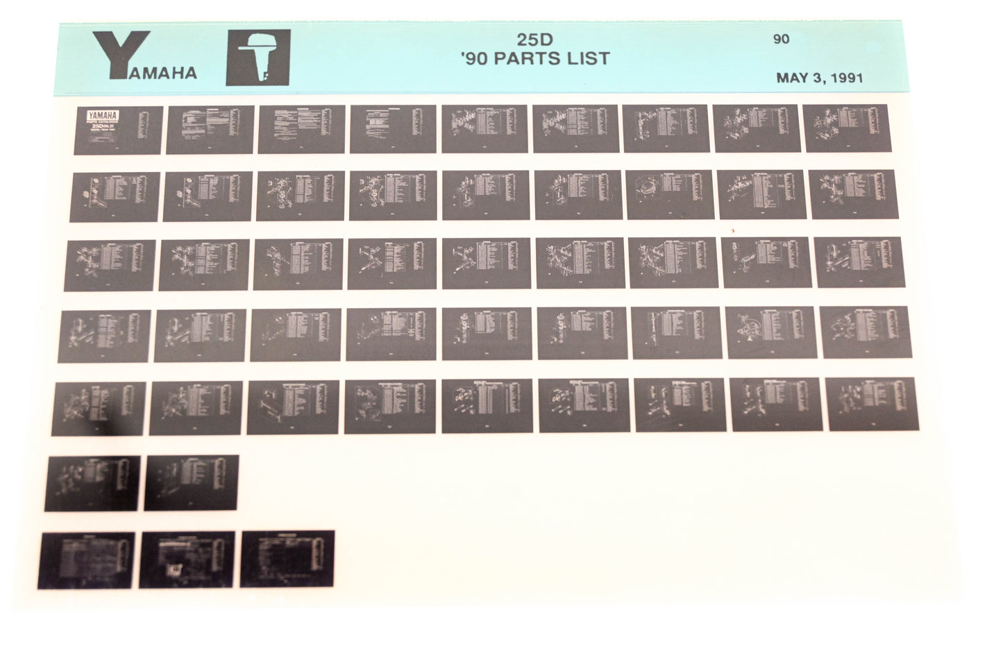 OEM Yamaha LB018-69 1990 25D Parts List Microfiche