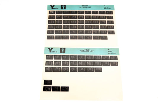 OEM Yamaha LB018-72 1990 225ETD Parts List Microfiche Lot