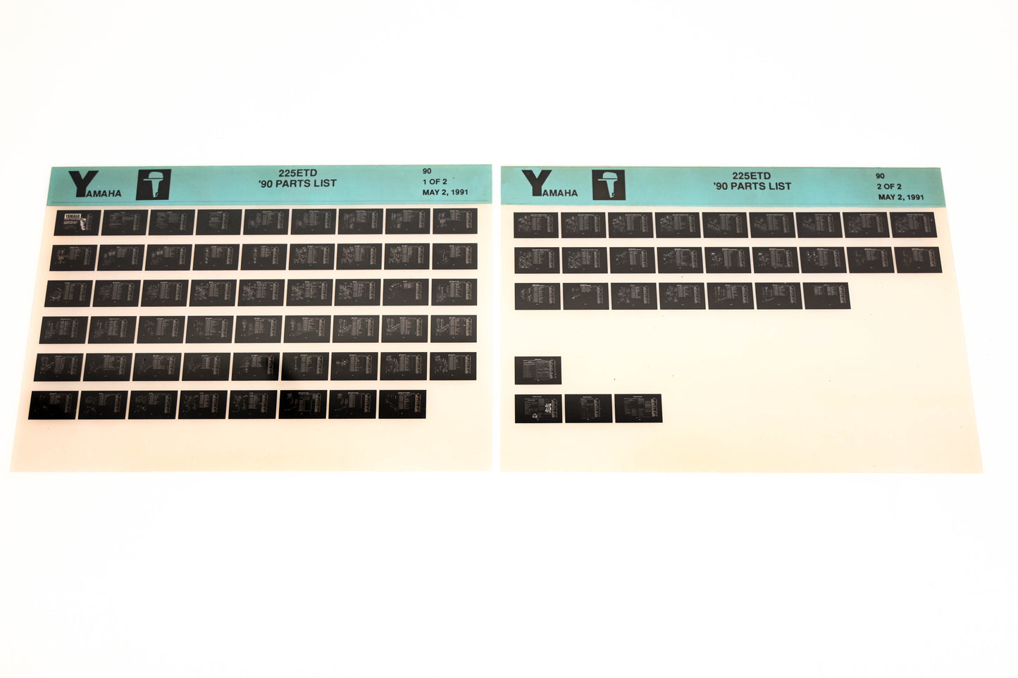 OEM Yamaha LB018-72 1990 225ETD Parts List Microfiche Lot