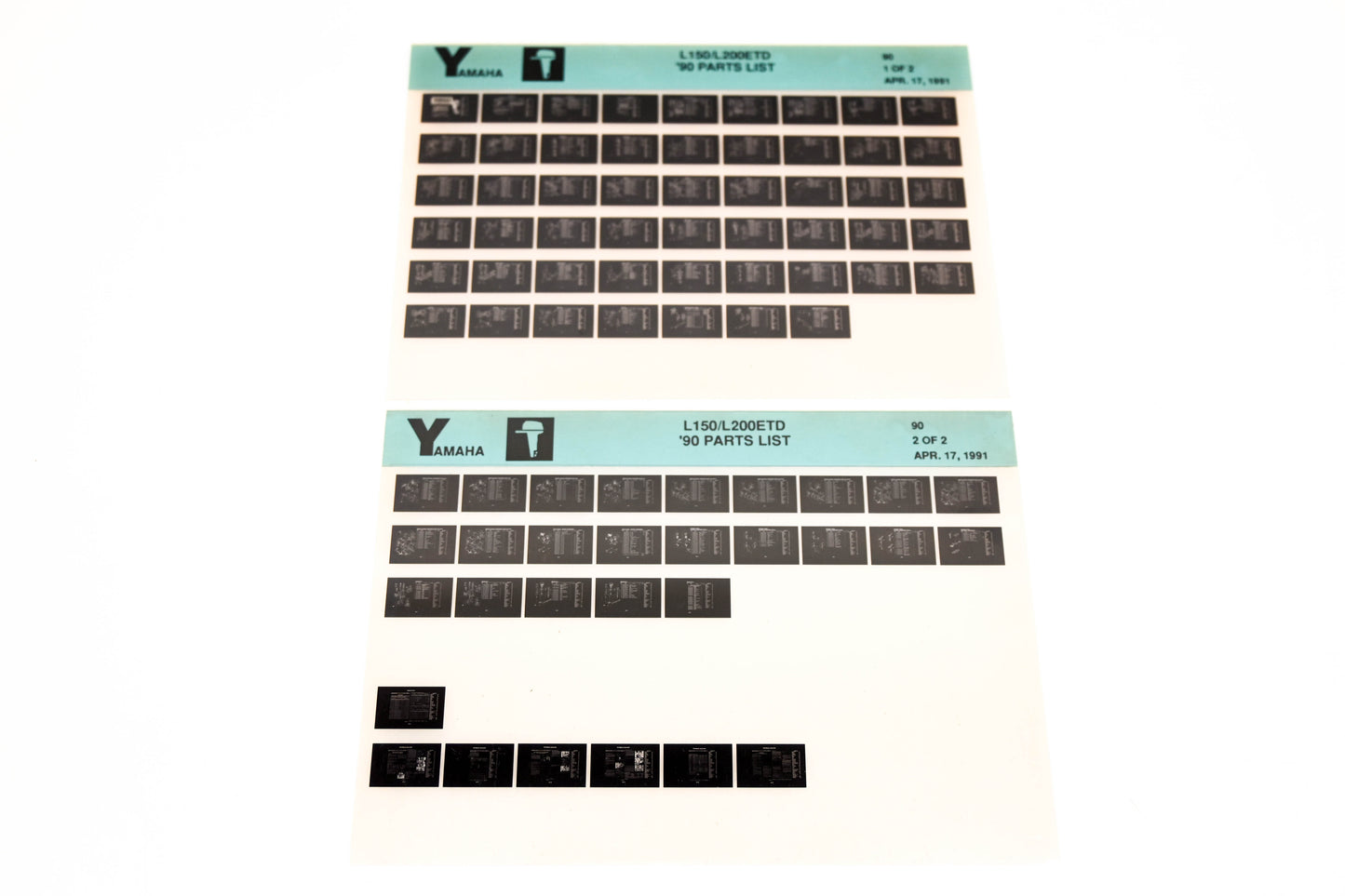 OEM Yamaha LB018-74 1990 L150/L200ETD Parts List Microfiche Lot
