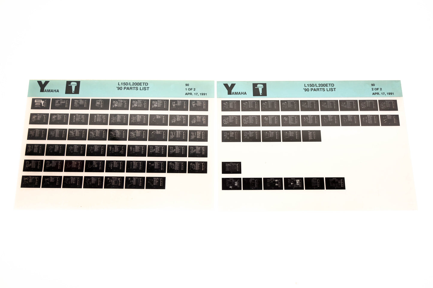 OEM Yamaha LB018-74 1990 L150/L200ETD Parts List Microfiche Lot
