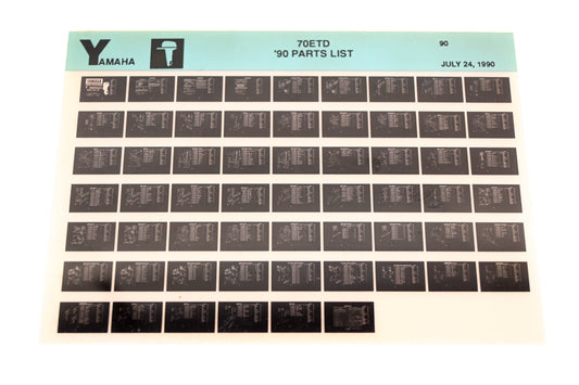 OEM Yamaha LB018-79 1990 70ETD Parts List Microfiche