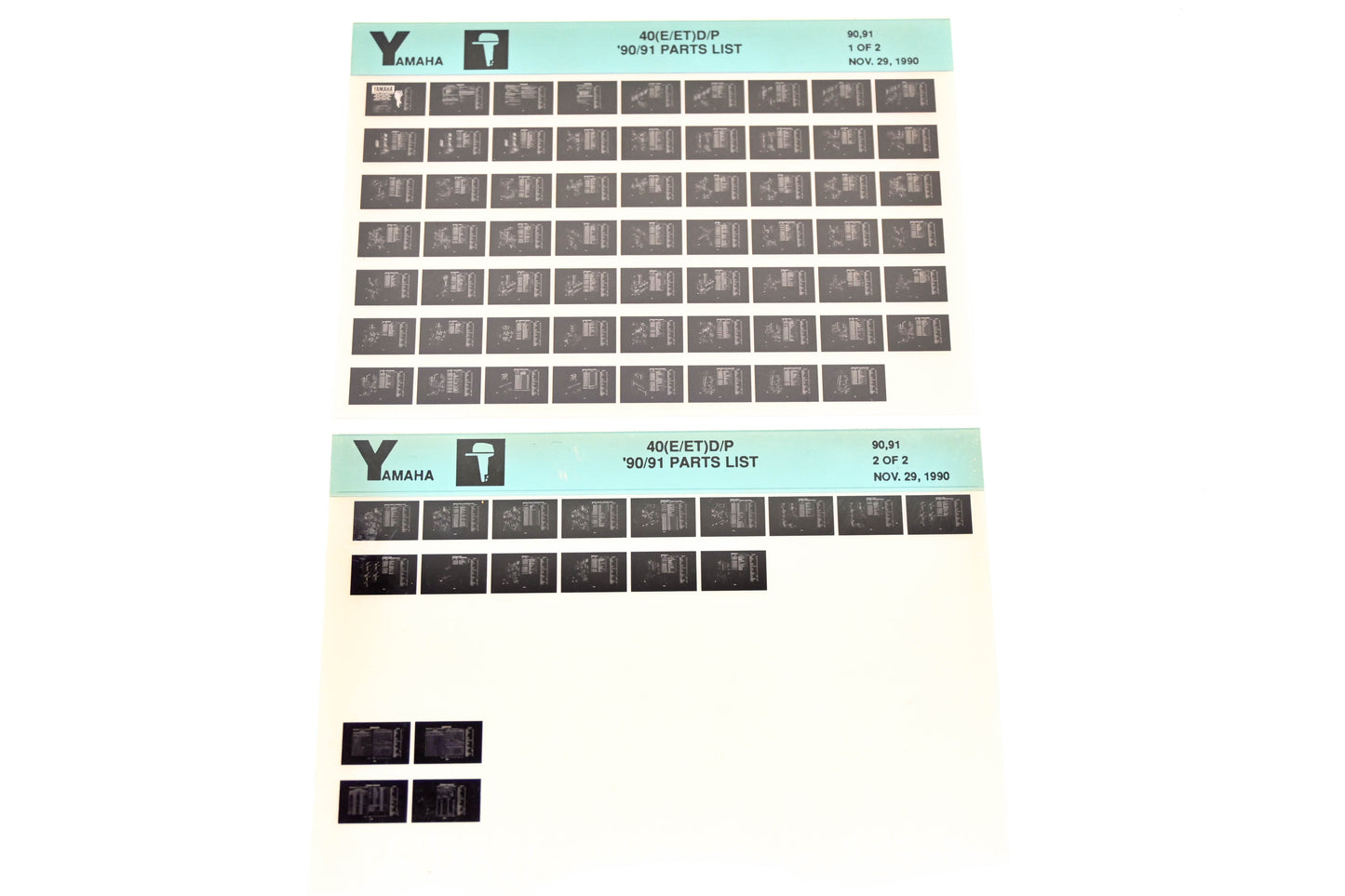 OEM Yamaha LB024-5 1990-91 40(E/ET) D/P Parts List Microfiche Lot