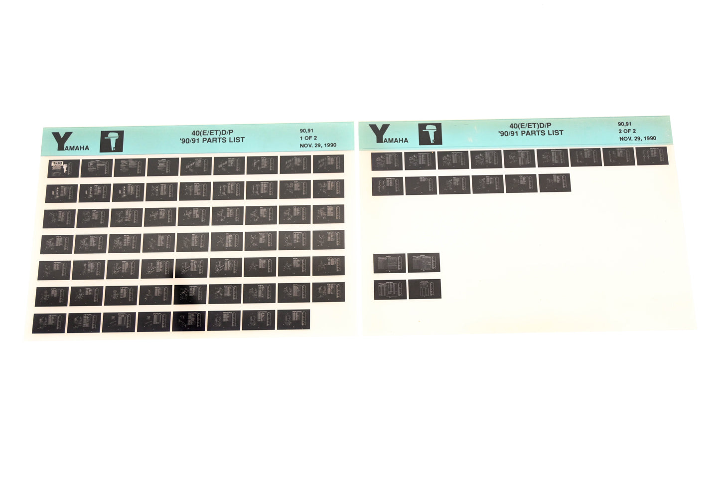 OEM Yamaha LB024-5 1990-91 40(E/ET) D/P Parts List Microfiche Lot