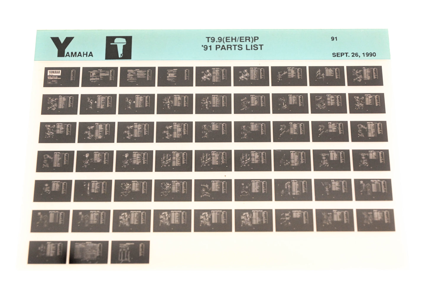 OEM Yamaha LB024-8 1991 T9.9(EH/ER)P Parts List Microfiche
