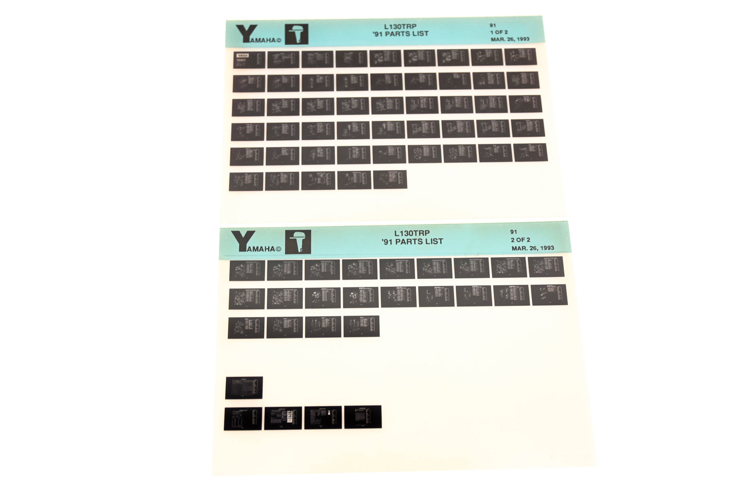 OEM Yamaha LB024-19 1991 L130TRP Parts List Microfiche Lot