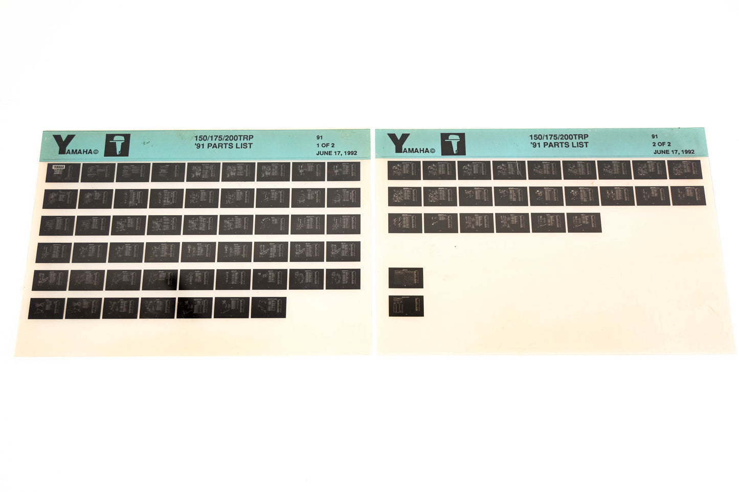 OEM Yamaha LB024-20 1991 150/175/200TRP Parts List Microfiche Lot