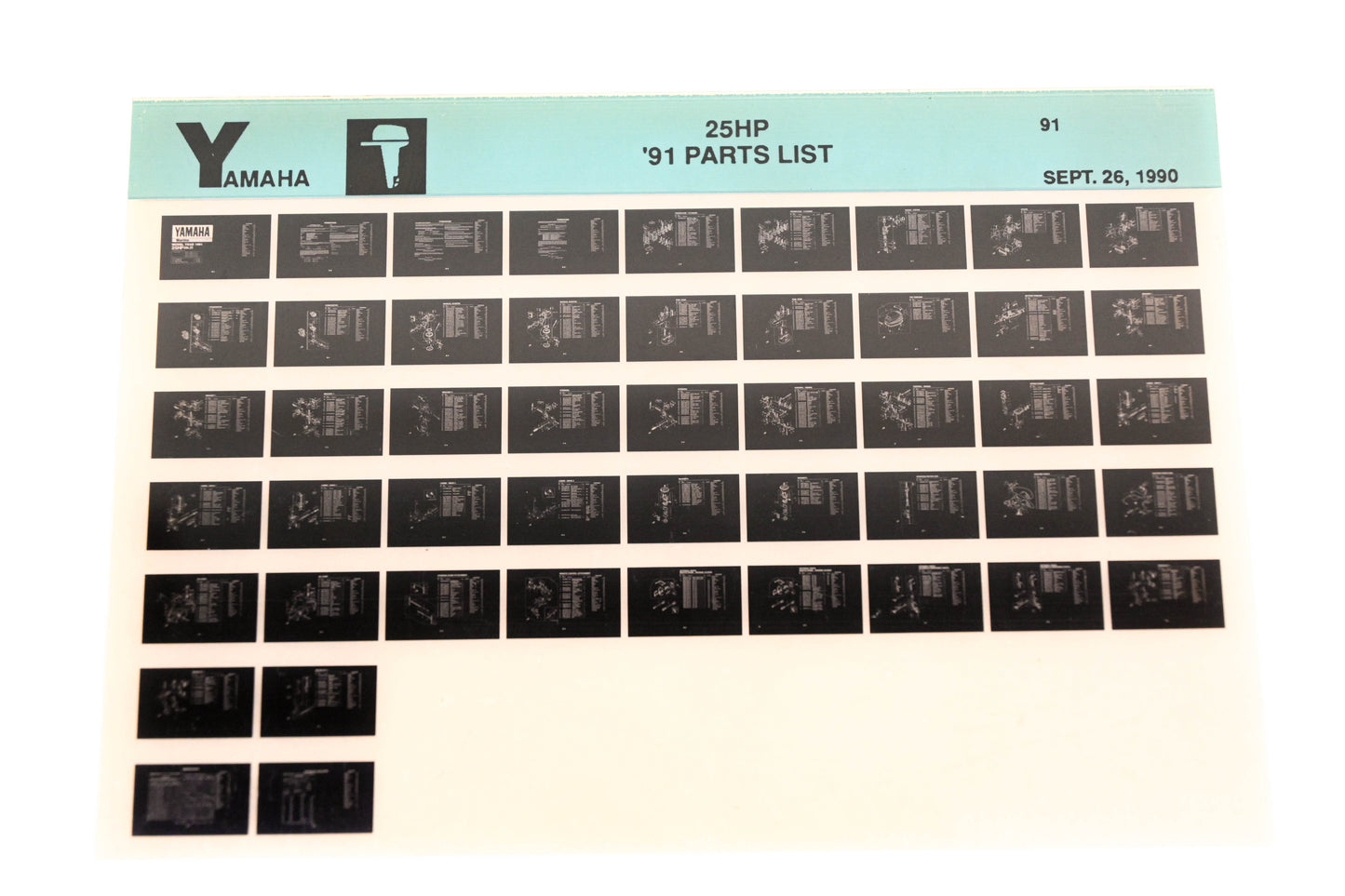 OEM Yamaha LB024-25 1991 Outboard 25HP Parts List Microfiche