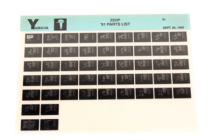OEM Yamaha LB024-25 1991 Outboard 25HP Parts List Microfiche