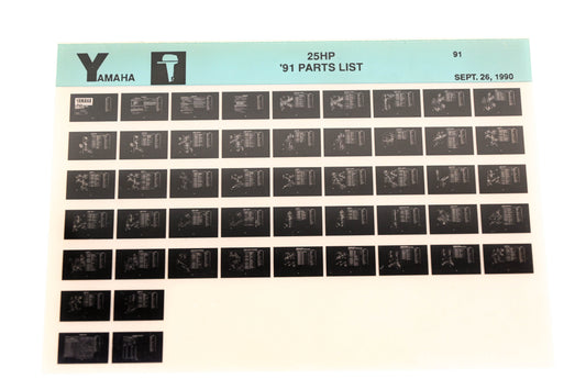 OEM Yamaha LB024-25 1991 Outboard 25HP Parts List Microfiche