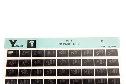 OEM Yamaha LB024-25 1991 Outboard 25HP Parts List Microfiche