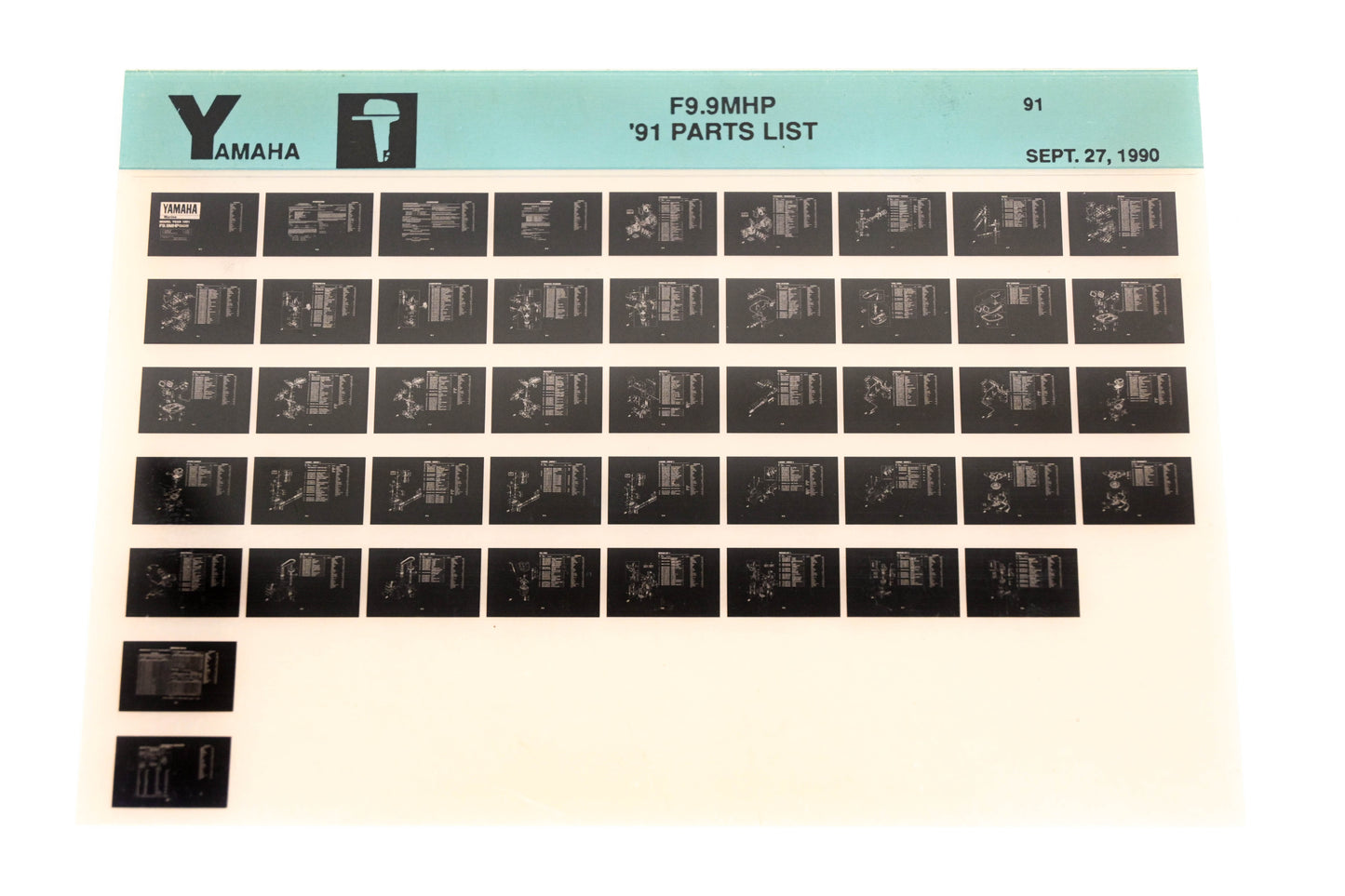 OEM Yamaha LB024-26 1991 F9.9MHP Parts List Microfiche