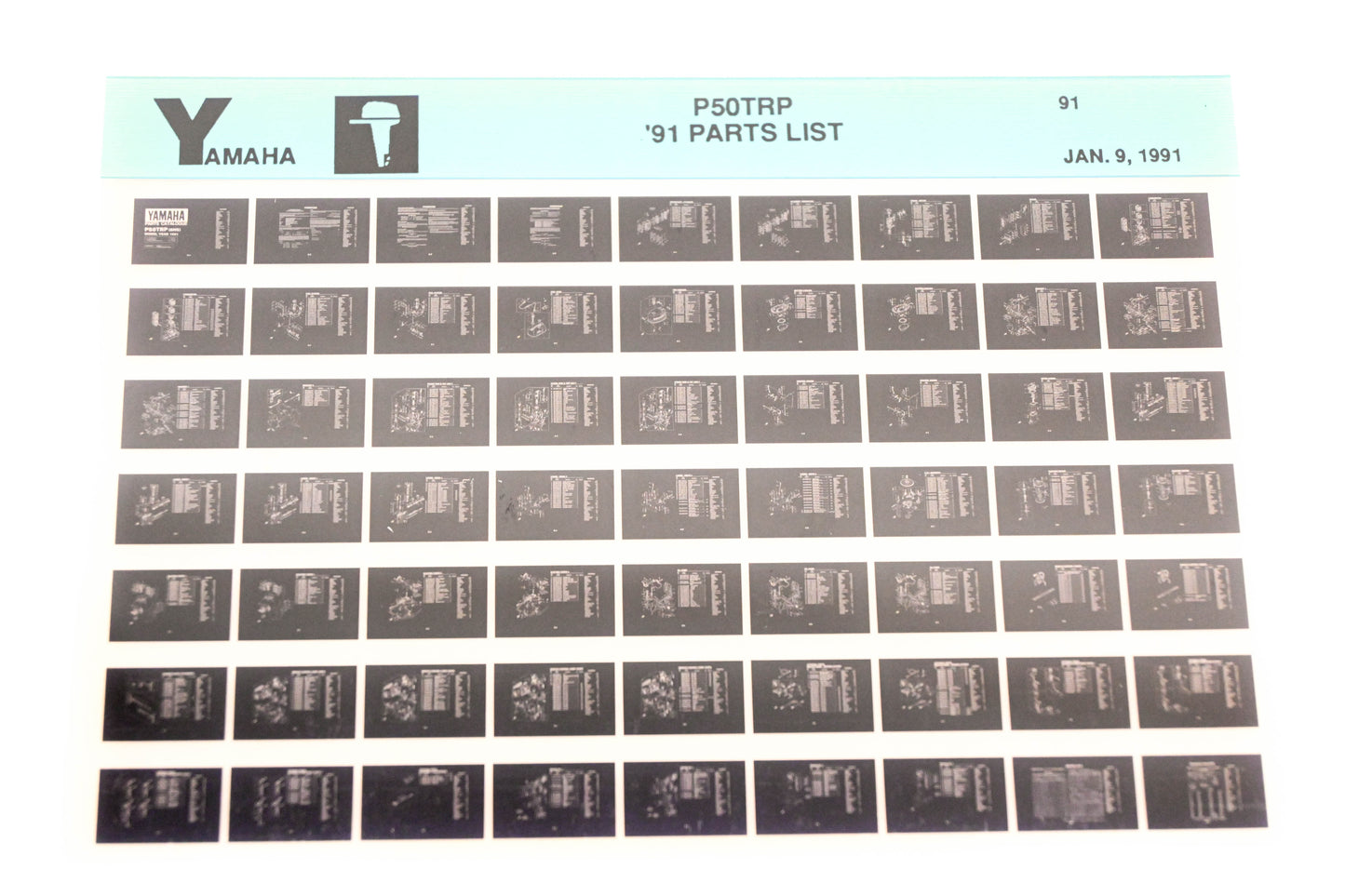 OEM Yamaha LB024-31 1991 P50TRP Parts List Microfiche