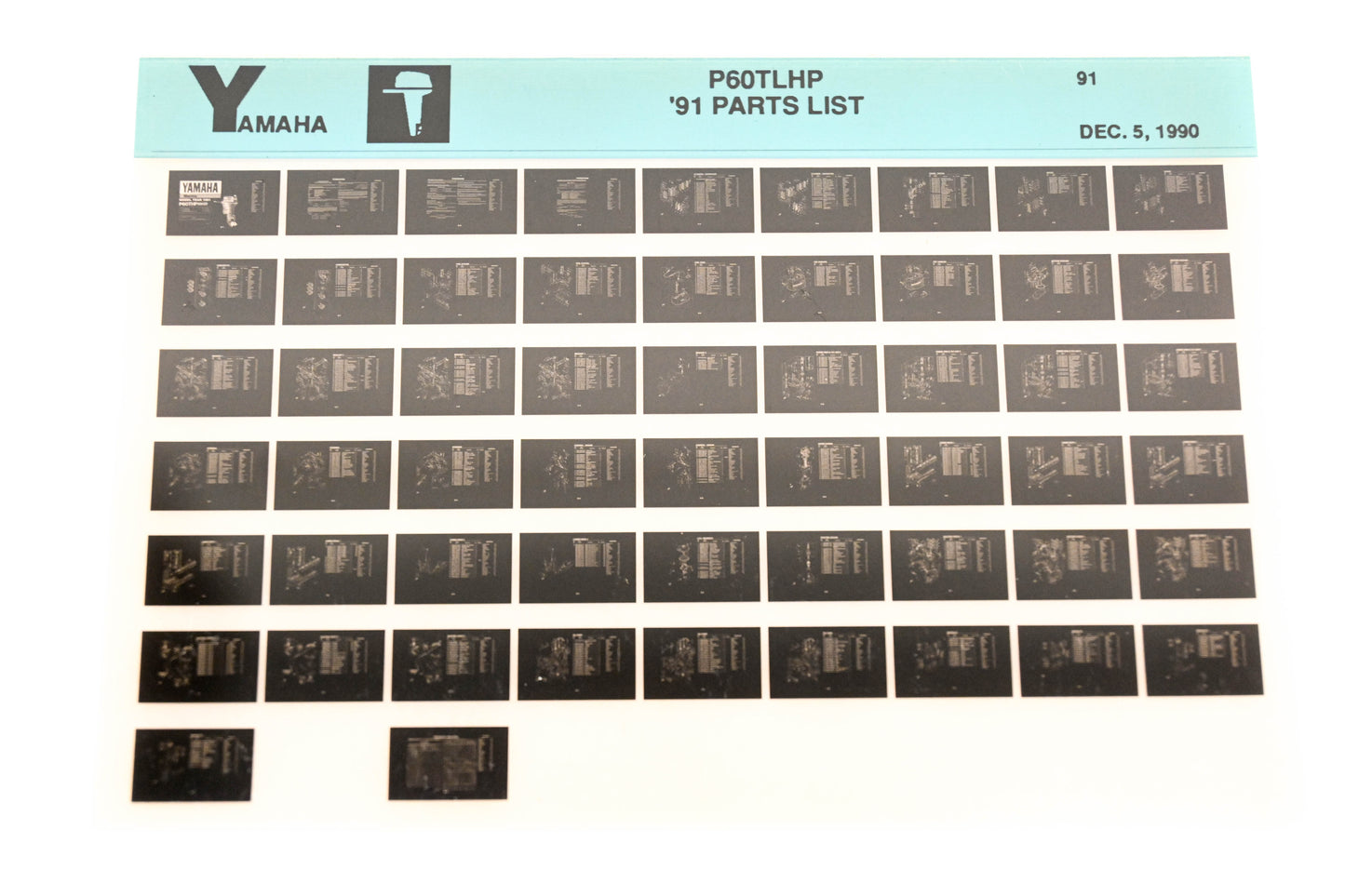 OEM Yamaha LB024-33 1991 P60TLHP Parts List Microfiche