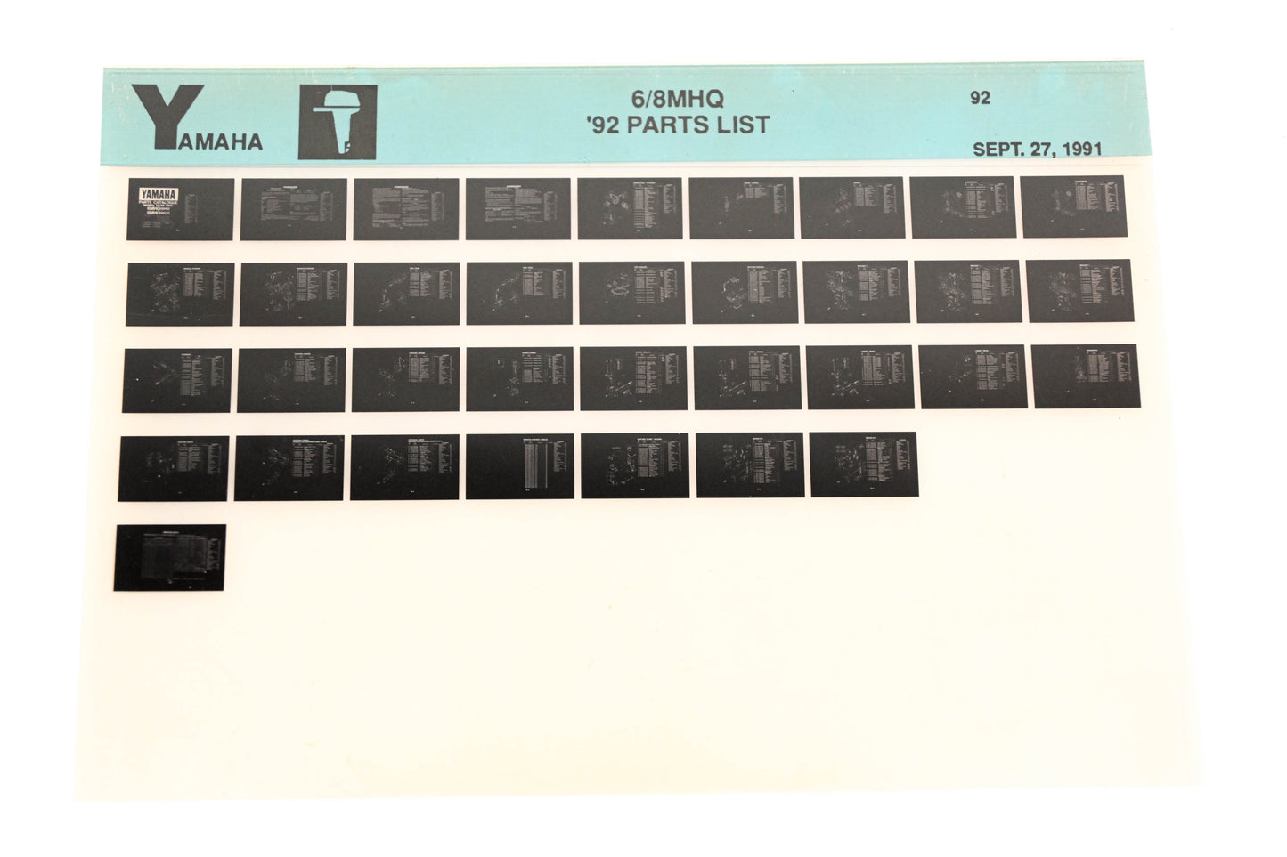 OEM Yamaha LB024-38 1992 6/8MHQ Parts List Microfiche