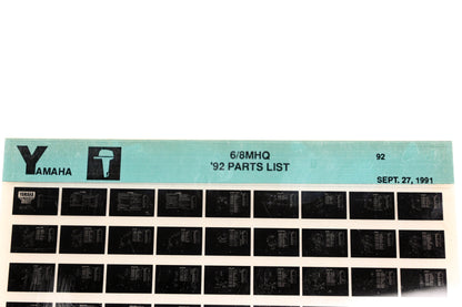 OEM Yamaha LB024-38 1992 6/8MHQ Parts List Microfiche
