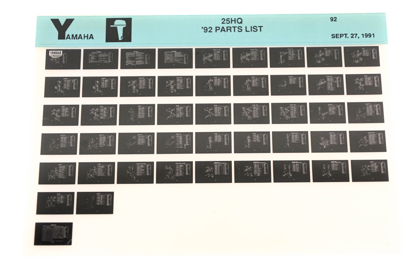 OEM Yamaha LB024-42 1992 25HQ Parts List Microfiche