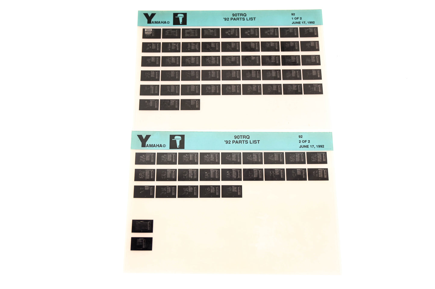 OEM Yamaha LB024-55 1992 90TRQ Parts List Microfiche Lot