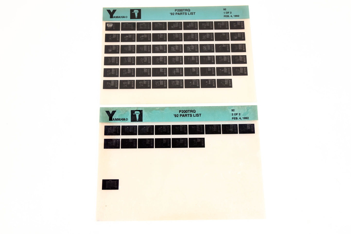 OEM Yamaha LB024-62 1992 P200TRQ Parts List Microfiche Lot
