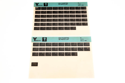 OEM Yamaha YN005-18 1992 150/175/200TRQ Parts List Microfiche Lot