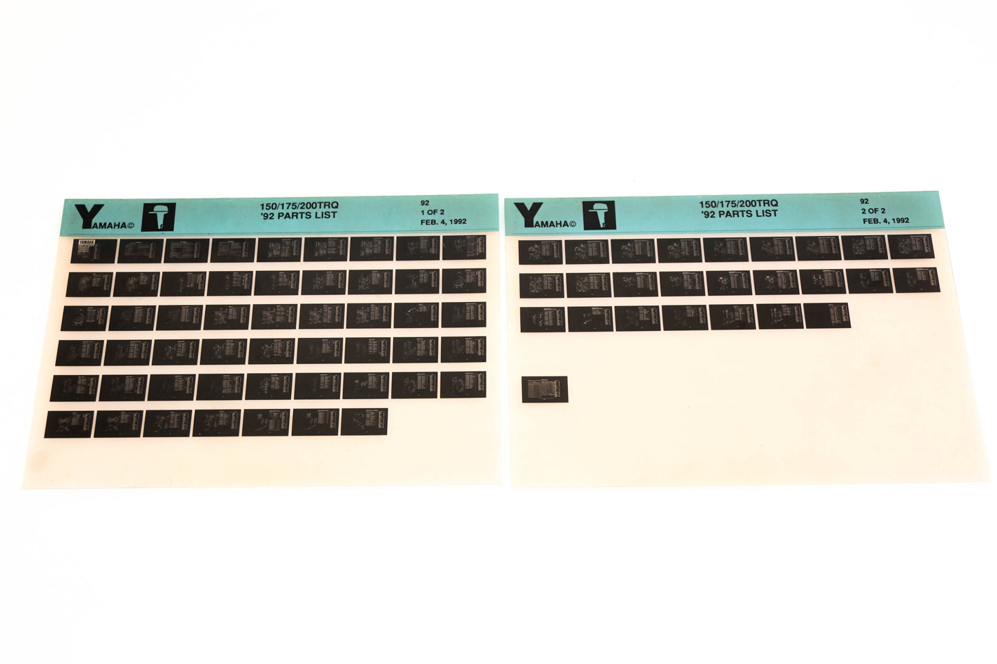 OEM Yamaha YN005-18 1992 150/175/200TRQ Parts List Microfiche Lot