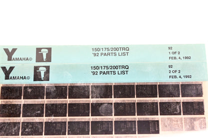 OEM Yamaha YN005-18 1992 150/175/200TRQ Parts List Microfiche Lot