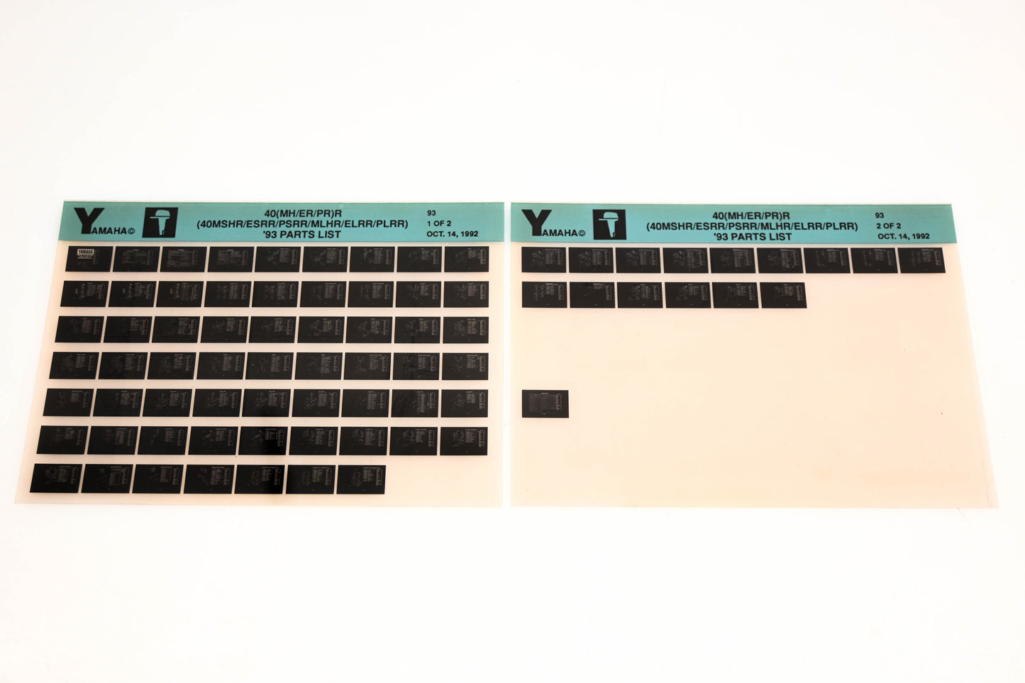 OEM Yamaha YN005-19 1993 40(MH/ER/PR)R (40MSHR/ESRR) Parts List Microfiche Lot
