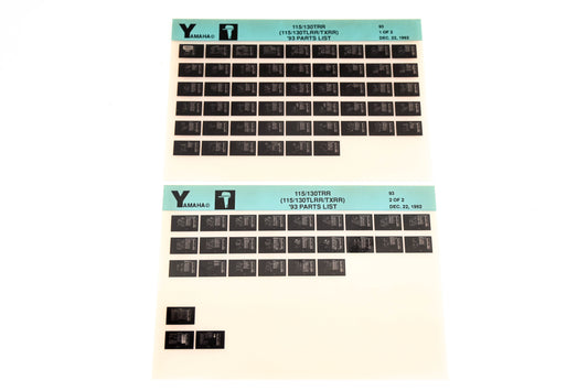 OEM Yamaha YN005-25 1993 115/130TRR (115/130TLRR/TXRR) Parts List Microfiche Lot