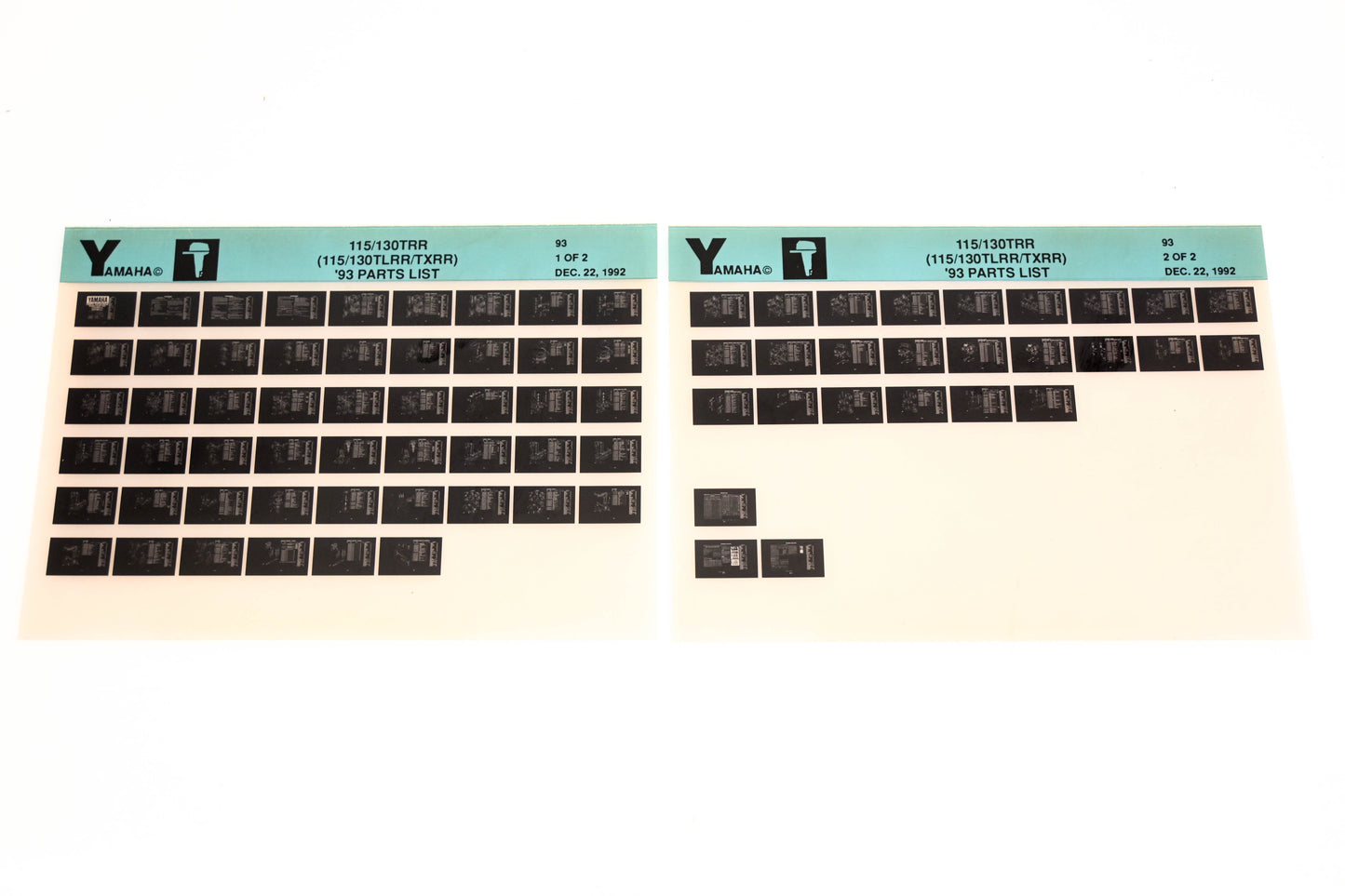 OEM Yamaha YN005-25 1993 115/130TRR (115/130TLRR/TXRR) Parts List Microfiche Lot