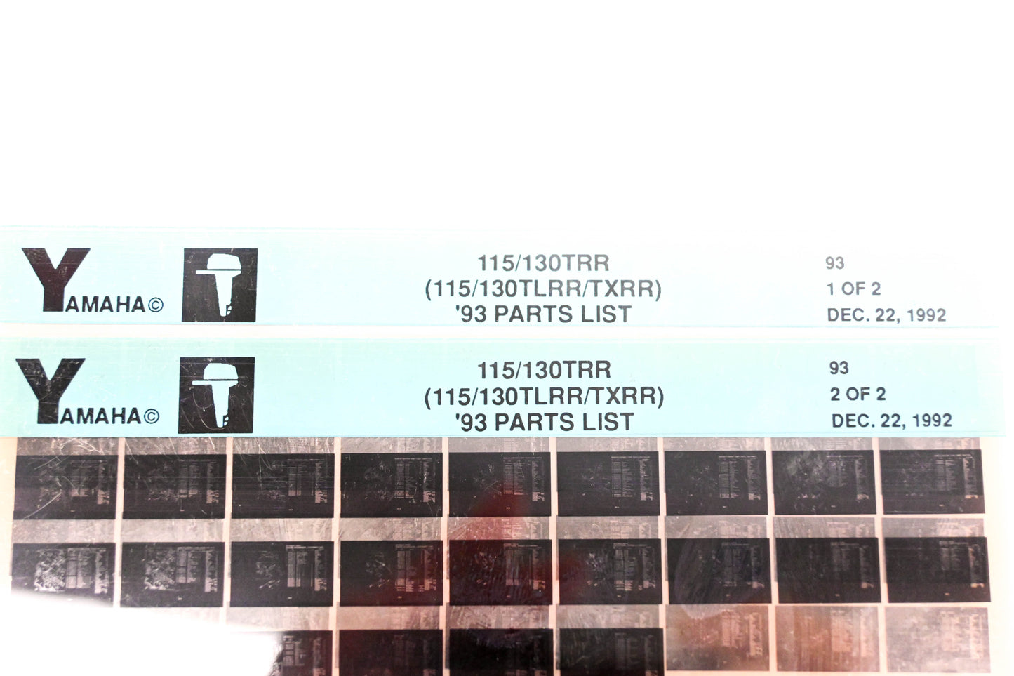 OEM Yamaha YN005-25 1993 115/130TRR (115/130TLRR/TXRR) Parts List Microfiche Lot