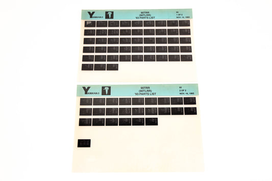 OEM Yamaha YN005-26 1993 90TRR (90TLRR) Parts List Microfiche Lot