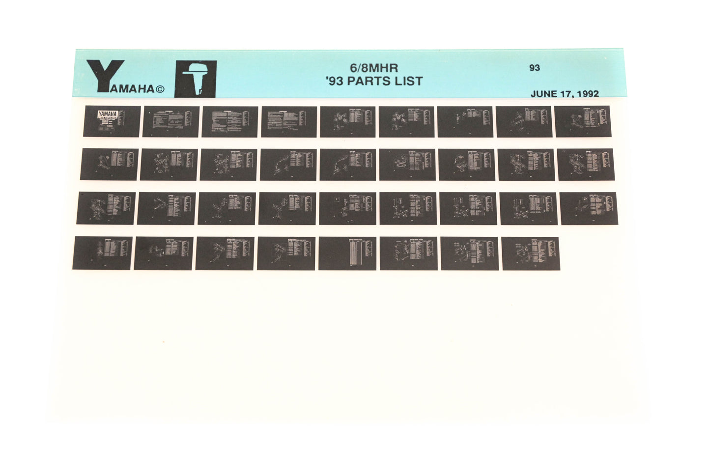 OEM Yamaha YN005-29 1993 6/8MHR Parts List Microfiche