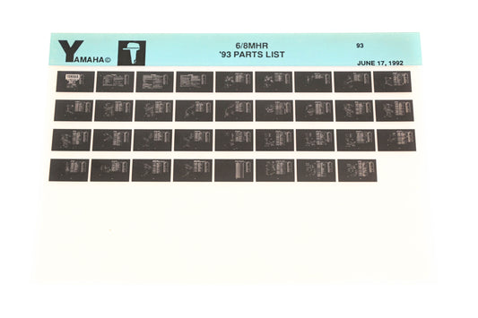 OEM Yamaha YN005-29 1993 6/8MHR Parts List Microfiche