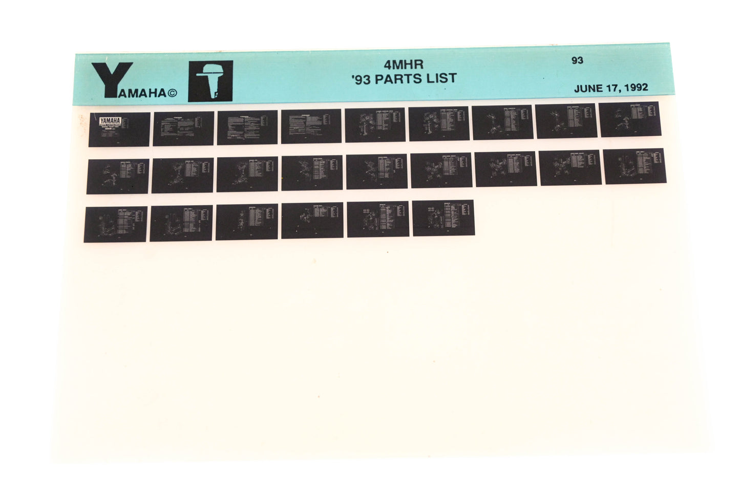 OEM Yamaha YN005-30 1993 4MHR Parts List Microfiche