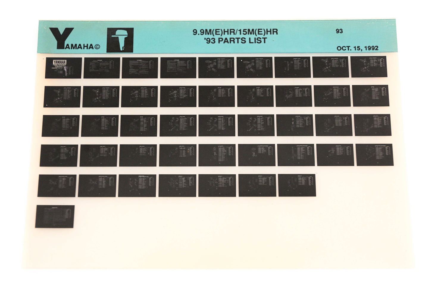 OEM Yamaha YN005-31 1993 9.9M�HR/15M�HR Parts List Microfiche