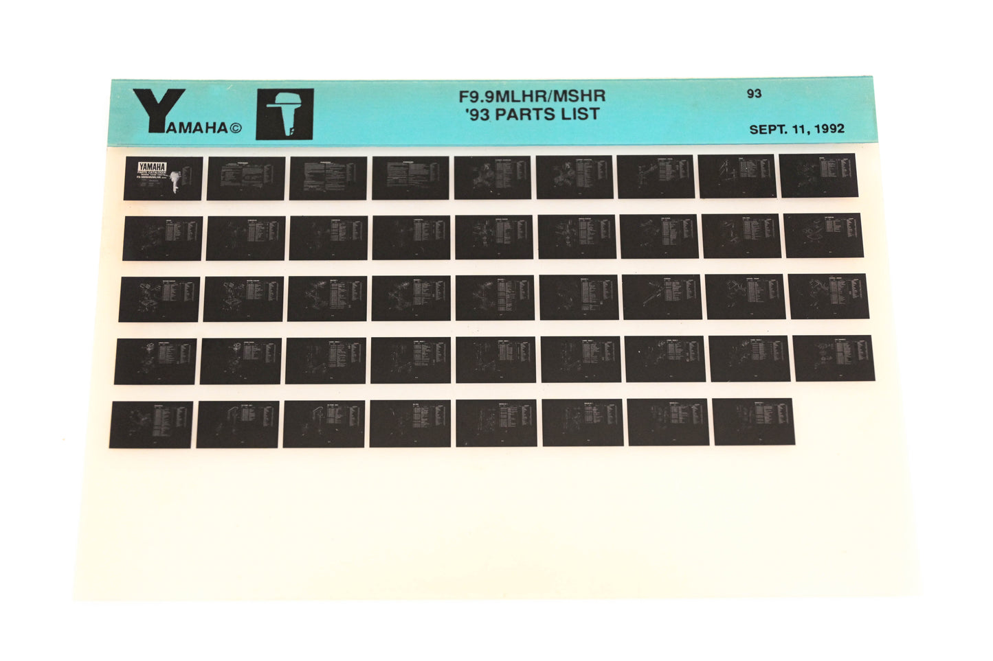 OEM Yamaha YN005-32 1993 F9.9MLHR/MSHR Parts List Microfiche
