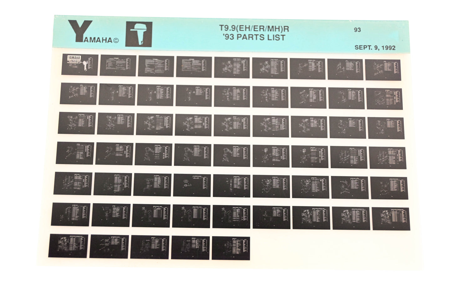 OEM Yamaha YN005-33 1993 T9.9(EH/ER/MH)R Parts List Microfiche