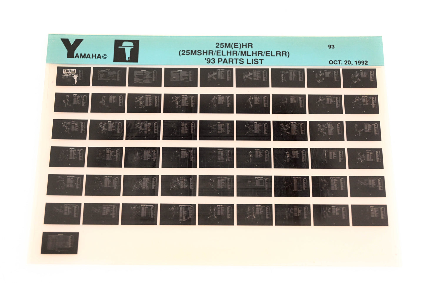 OEM Yamaha YN005-34 1993 25M(E)HR (25MSHR/ELHR/MLHR/ELRR) Parts List Microfiche