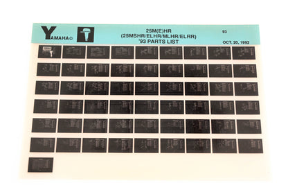 OEM Yamaha YN005-34 1993 25M(E)HR (25MSHR/ELHR/MLHR/ELRR) Parts List Microfiche