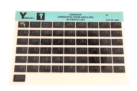OEM Yamaha YN005-34 1993 25M(E)HR (25MSHR/ELHR/MLHR/ELRR) Parts List Microfiche